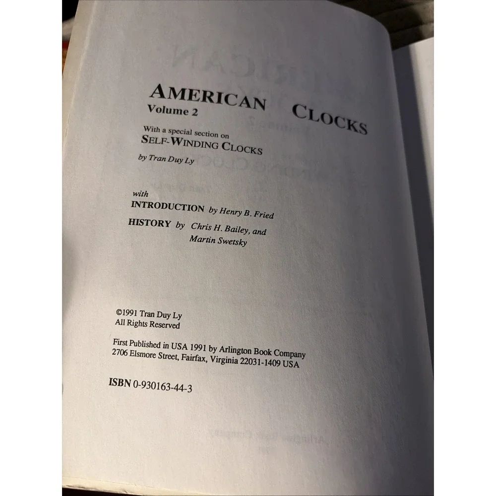 American Clocks, Volume 2, Tran Duy Ly,‎ 1995 HC/DJ With Price Up Date  92'